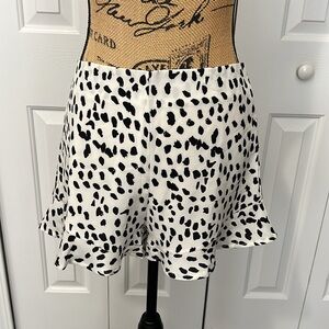 She + Sky White & Black Animal Print Ruffle Hem Shorts